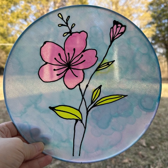 Handmade Silk Painting Art Piece - Hawaiian Flower Vibrant Colors Tie Dye Effect - Picture 9 of 13